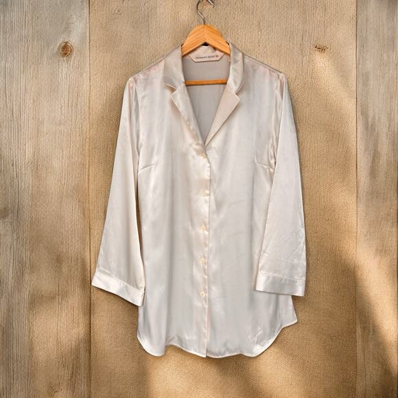 Victoria’s Secret Vintage Luxurious Satin Ivory Champagne Nightgown Nightie Med - Picture 1 of 7